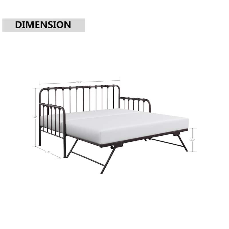 Eury Open Frame Metal Daybed with Lift-Up Trundle