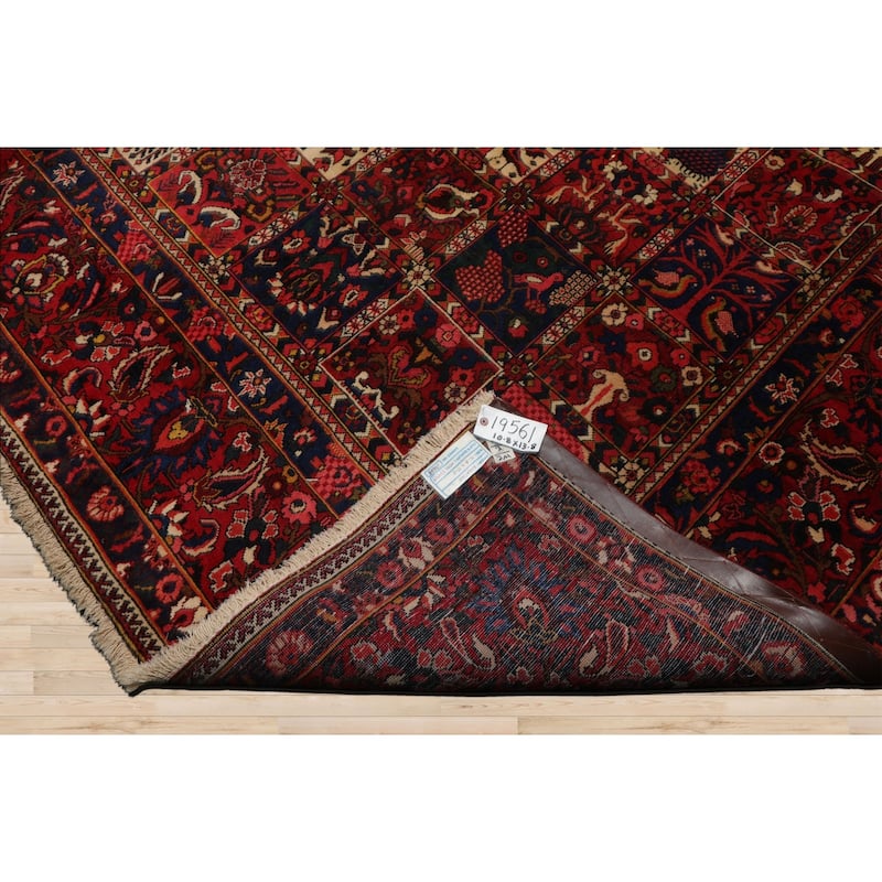 10'8''x13'8'' Hand Knotted Wool Red Bakhtiari Traditional Rug - 10' 8'' x 13' 8''