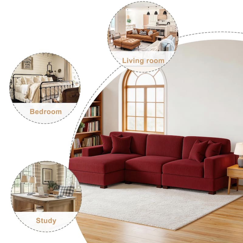 Oversized L-shaped Modular Sectional Sofa with Chaise Lounge