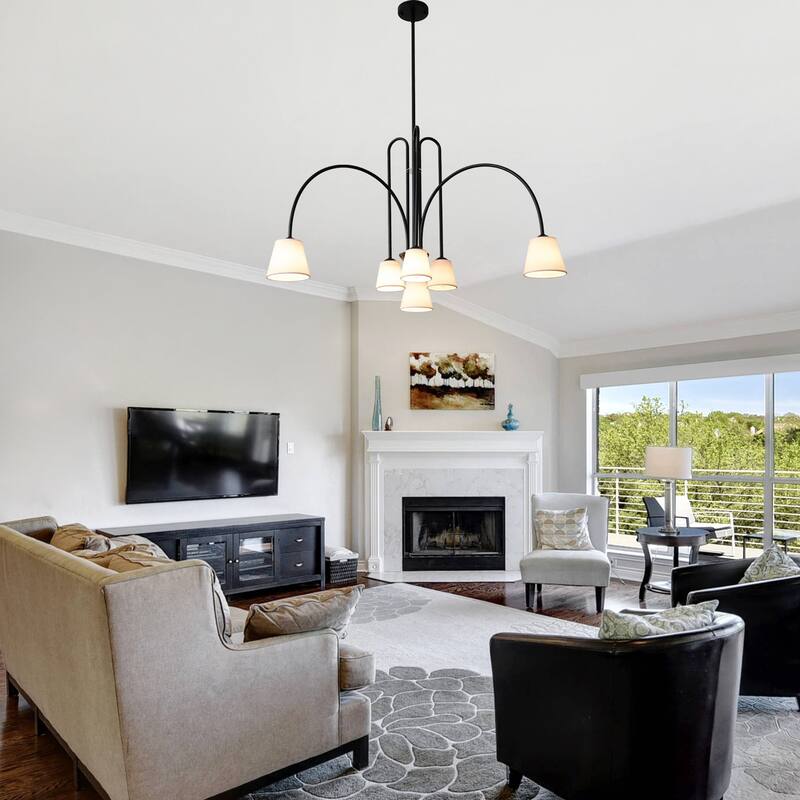 Bella Depot 40" 6-Light Black Metal Chandelier Adjustable Pendant Light for Dining Room Bedroom