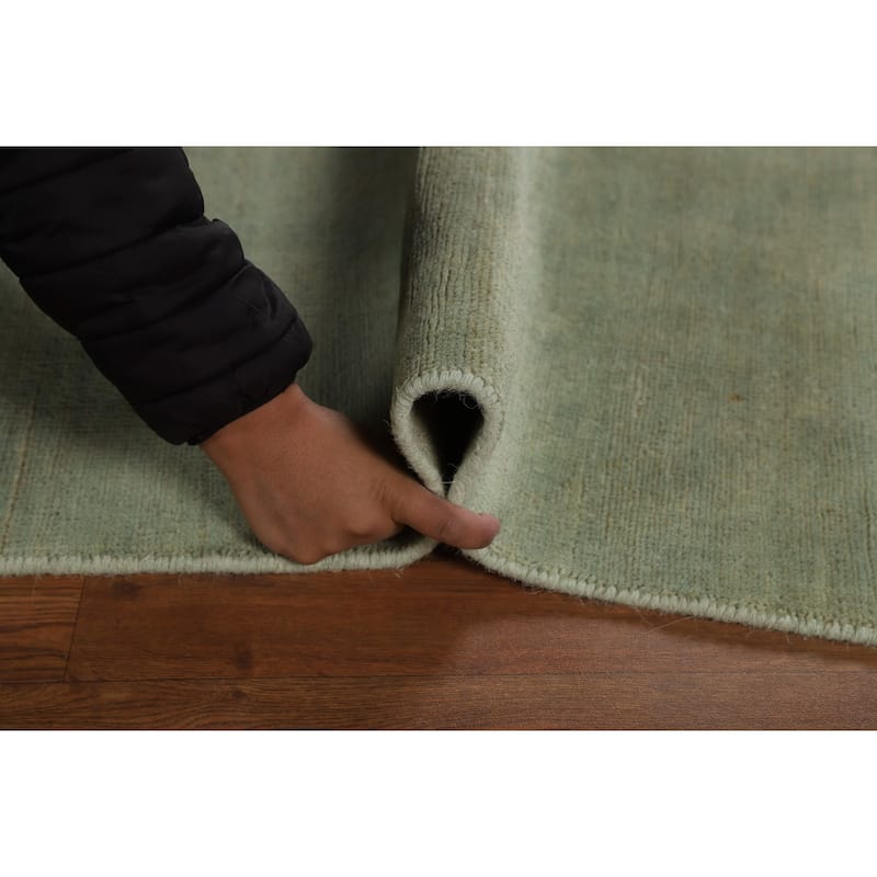 Modern Green Gabbeh Rug Handmade Wool Carpet - 3'10"x 5'11"