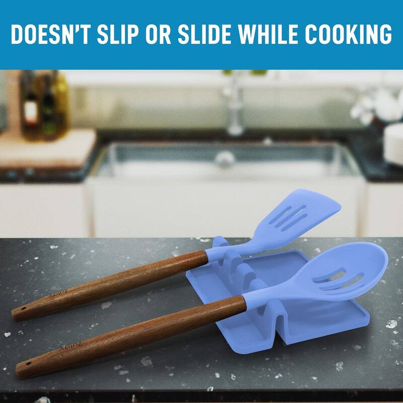 Zulay Kitchen Silicone Utensil Rest with Drip Pad
