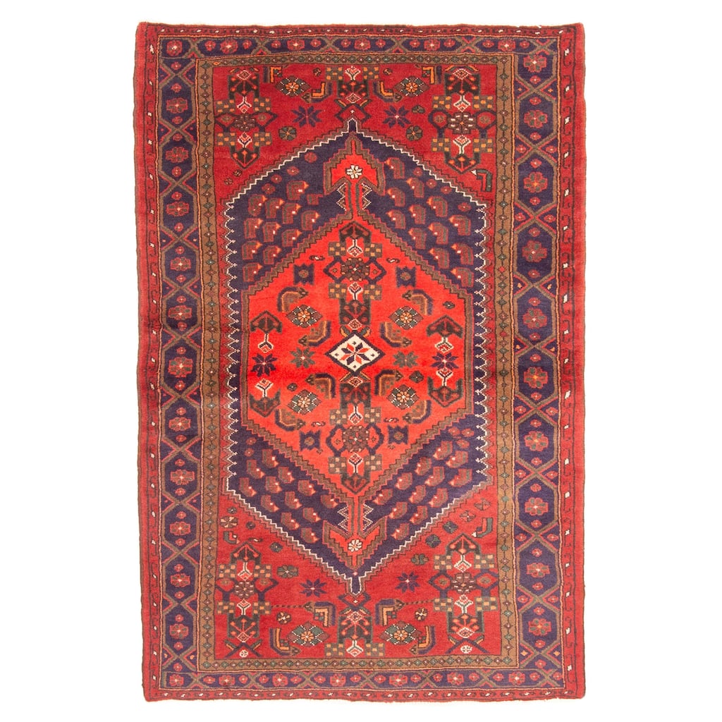 ECARPETGALLERY Hand-knotted Andelz Dark Navy Wool Rug - 4'2 x 6'6