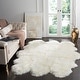 preview thumbnail 82 of 96, SAFAVIEH Handmade Natural Sheepskin Leanca 3.4-inch Thick Rug 5'5" x 7'7" - White