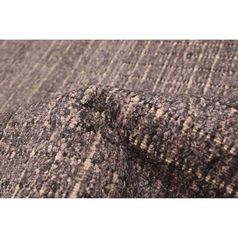 ECARPETGALLERY Hand Loomed Ananda Dark Grey Silk Rug - 9'5 x 13'4