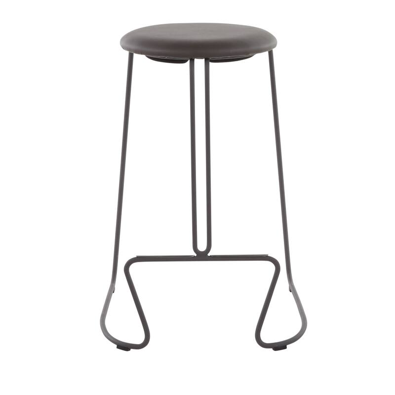 Finn Contemporary Counter Stool in Grey Steel and Light Grey Fabric - Set of 2 - 19.5"Lx18"Wx25.75"H