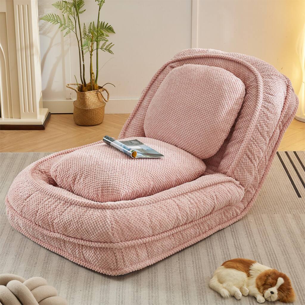 Human Dog Bed,Lazy Sofa Couch ,5 Adjustable Position,Sit,Sleep,fold,Suit to Put in Bedroom,Space Saving Design,Pink