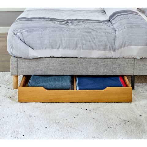 MUSEHOMEINC Solid Wood Under Bed Storage Drawer with 4-Wheels
