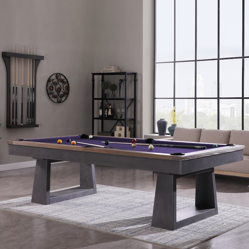 HESTON 8ft Billiard Slate Pool Table - Brown/Purple