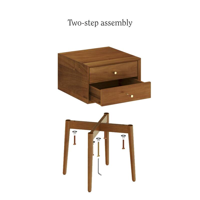 Nathan James Harper 2-Drawer Mid-Century Side Table