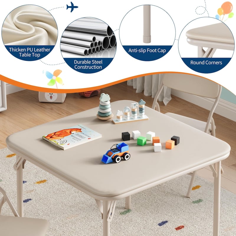 3/5-Piece Kids Folding Table and Chairs Set, Toddlers Children's Activity Table and Chairs Set