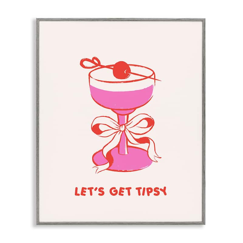 Stupell Let's Get Tipsy with Glass Framed Giclee Art Design By House of Lulu - 11 x 14 - Grey