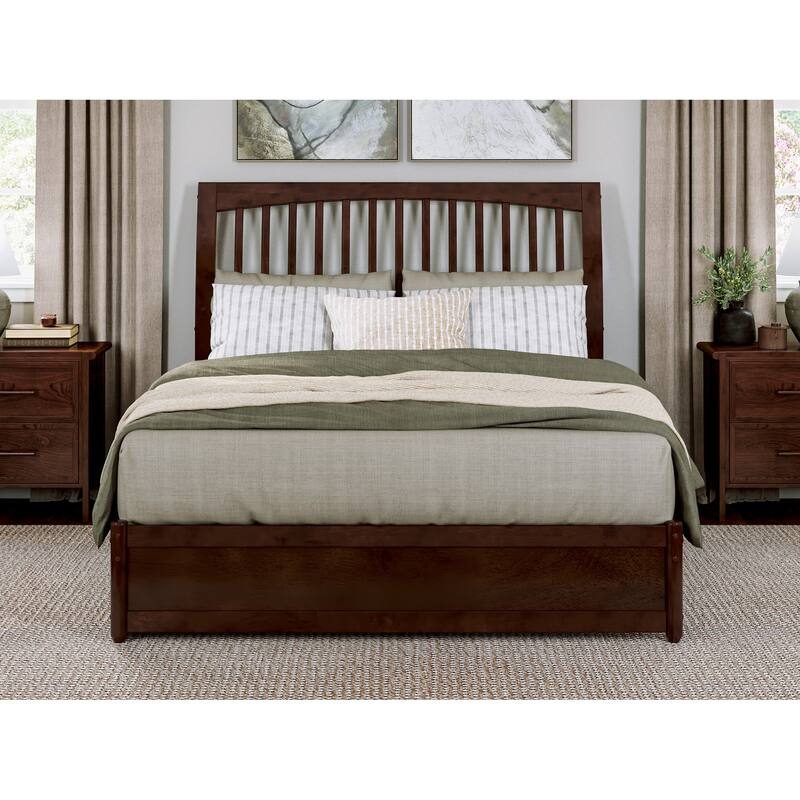 Roslyn Platform Bed with Modern Panel Footboard and Twin XL Trundle