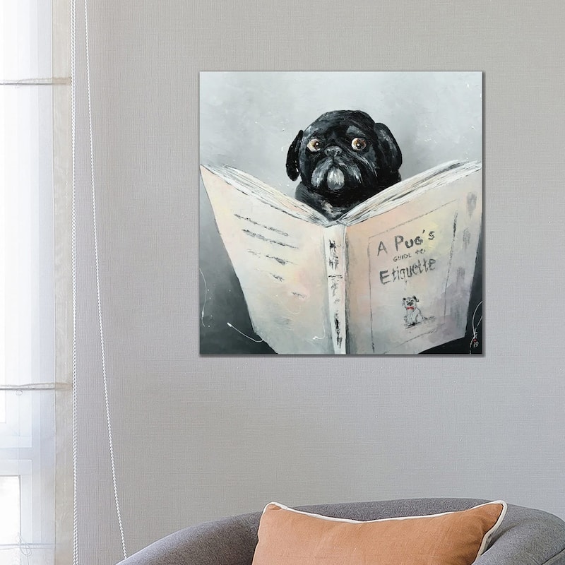 iCanvas "A Pug's Guide To Etiquette" by KuptsovaArt Canvas Print - 26x26x1.5