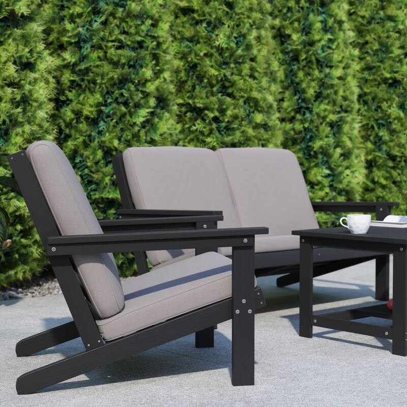 All-Weather Poly Resin Adirondack Style Chair & Cushions