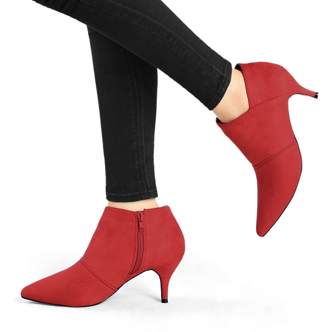 pointed toe ankle boots low heel