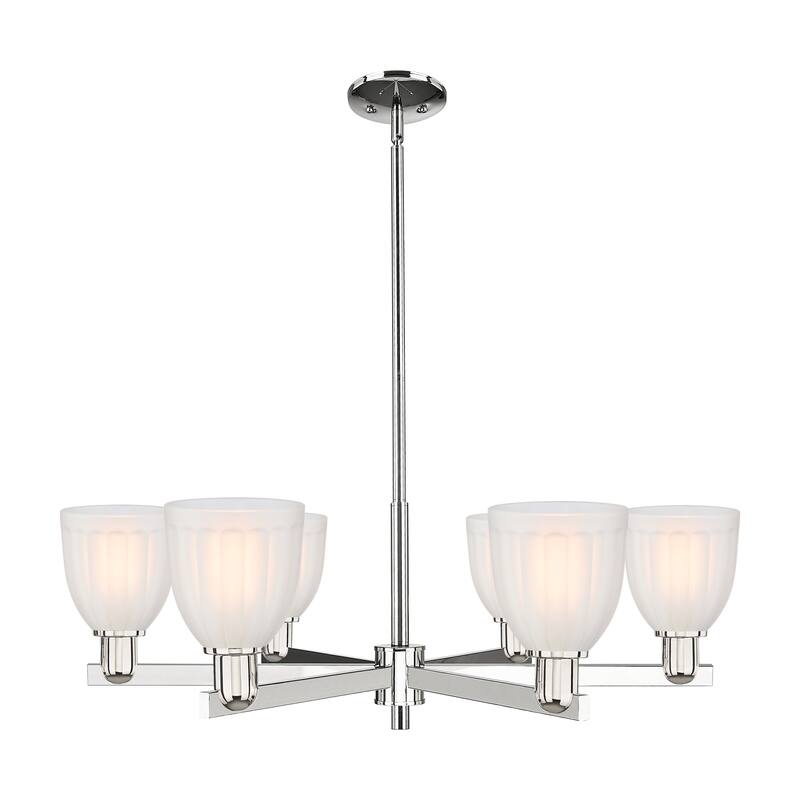 Innovations Lighting Endless Possibilities Arcadia - Brookfield - 6 Light 36" Stem Hung Chandelier - Polished Nickel/White
