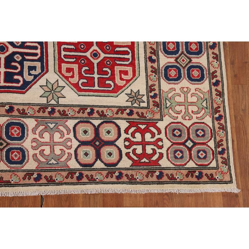 Geometric Kazak Oriental Area Rug Handmade Dining Room Wool Carpet - 6'6" x 10'0"