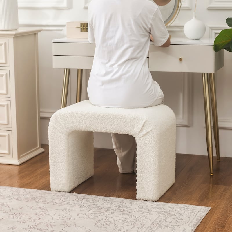 Adeco Velvet Footrest Ottoman for Living Room Bedroom