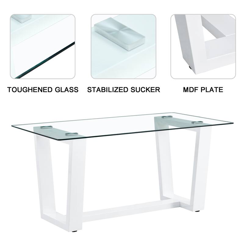 Seating 6-8 People, This Modern, With Tempered Glass Top And Mdf Stand