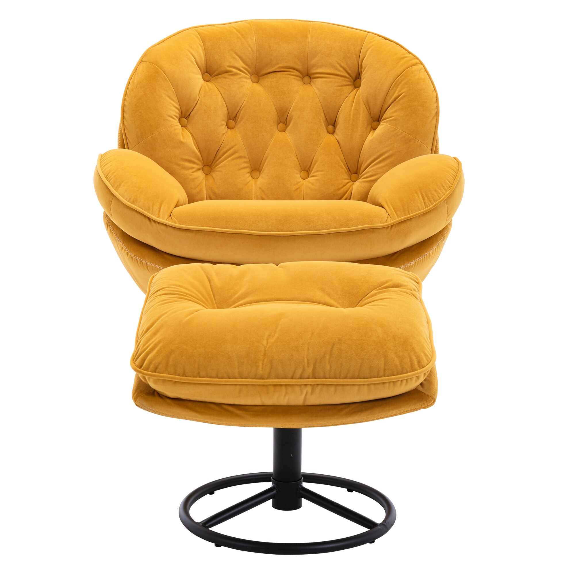 Velvet Swivel Accent Ottoman Set Modern Chaise Lounge with Footstool Comfy Reading Chair for Living Room Bedroom Yellow Bed Bath Beyond 38247446