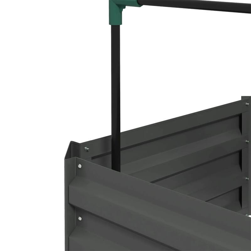Galvanized Steel Raised Garden Bed with Adjustable Trellis for Vegetables Fruits and Flowers Outdoor Planter