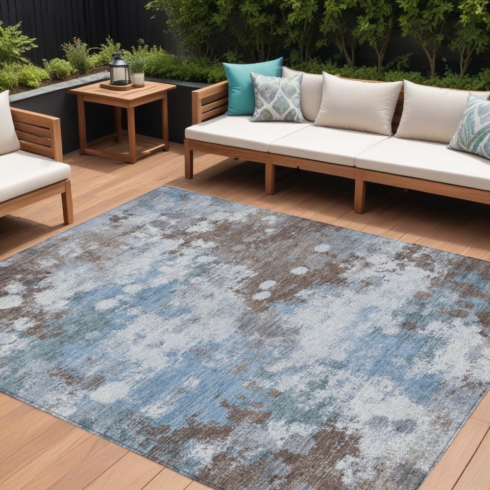 HomeRoots Abstract Transitional Rectangle Outdoor Rug