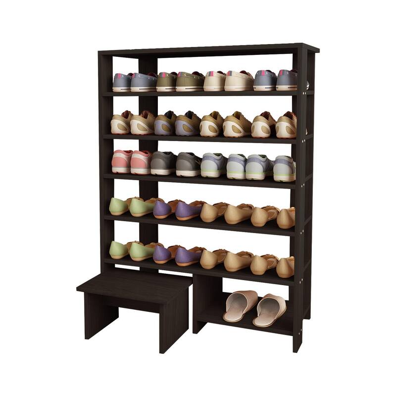 HELLO LAURA Farmhouse 4 Tier Wood Shoe Rack for Entryway Black