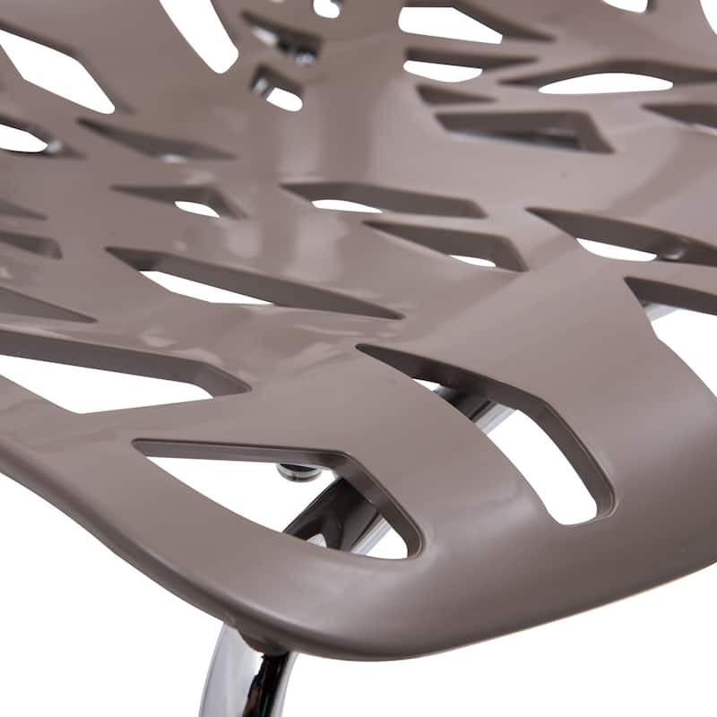 Asbury Stackable Dining Chair with Chrome Legs Side Chair with Modern Cut-Out Design Backrest