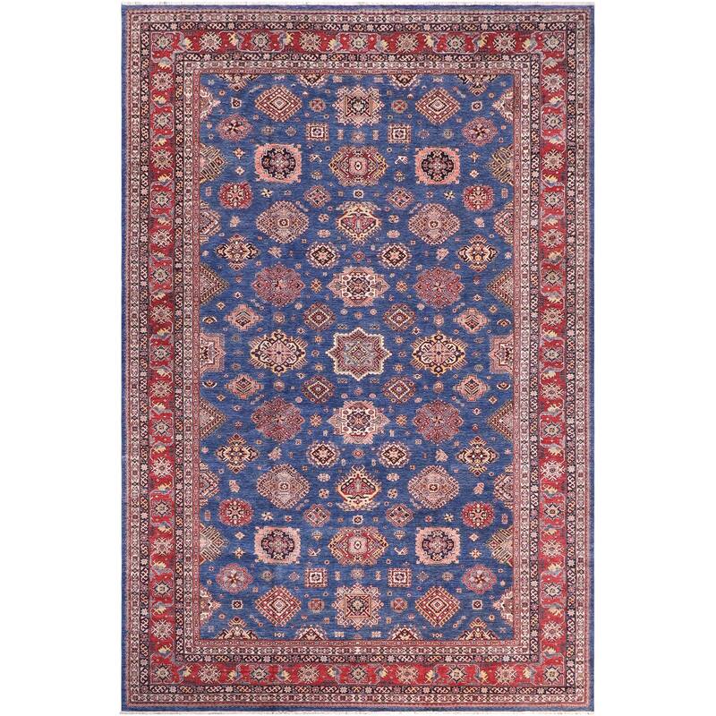 Caucasian Super Kazak Kai Blue/Red Hand Knotted Wool Rug - 11'8'' x 15'6''