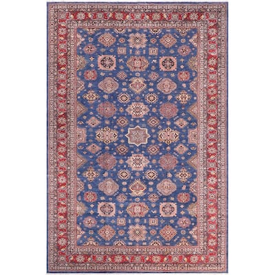 Caucasian Super Kazak Kai Blue/Red Hand Knotted Wool Rug - 11'8'' x 15'6''