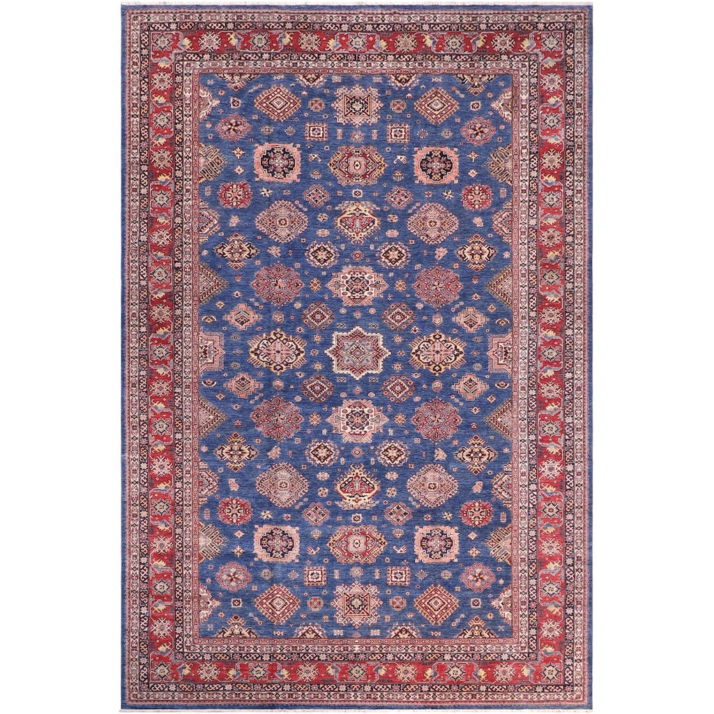 Caucasian Super Kazak Kai Blue/Red Hand Knotted Wool Rug - 11'8'' x 15'6''