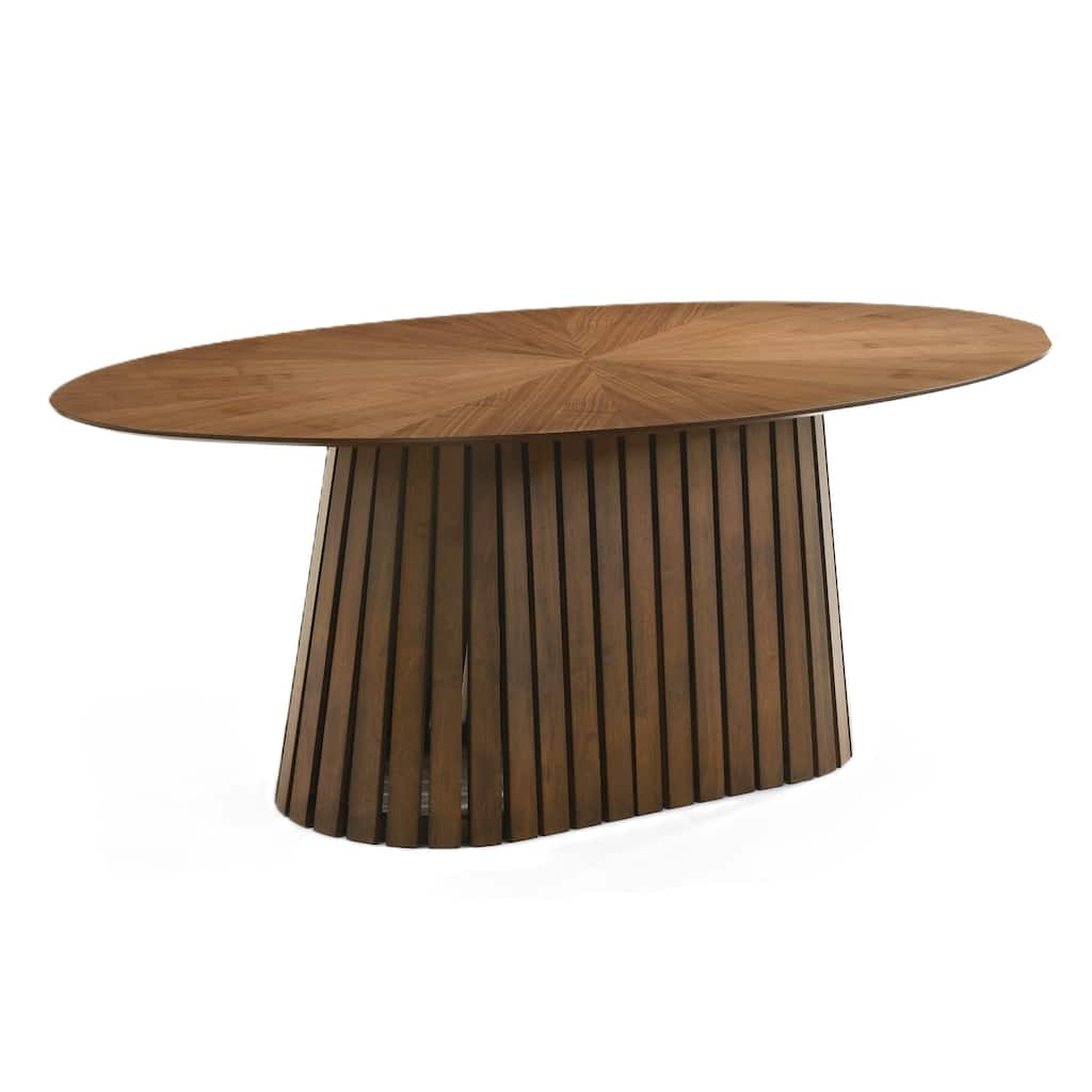 Truman Mid-Century Modern Walnut Oval Dining Table