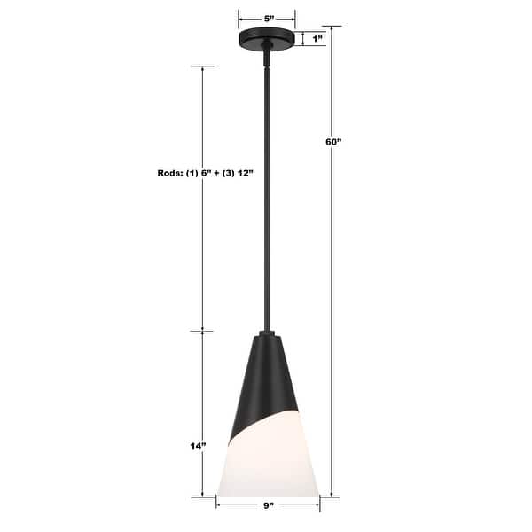 Brian Patrick Flynn Tori 1 Light Matte Black Pendant