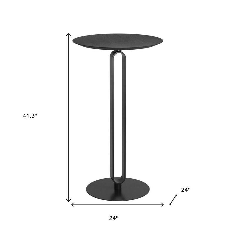HomeRoots 24" Black Wood and Steel Rounded Bar Table - 24.00 in. x 41.30 in. x 24.00 in.