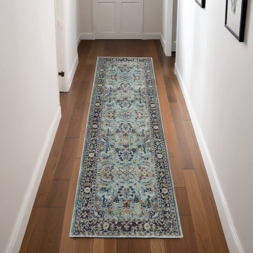 Hupu Power Loomed Distressed Abstract Floral Traditional Non Skid Area Rug By HomeRoots - 96' X '28' X '0.5
