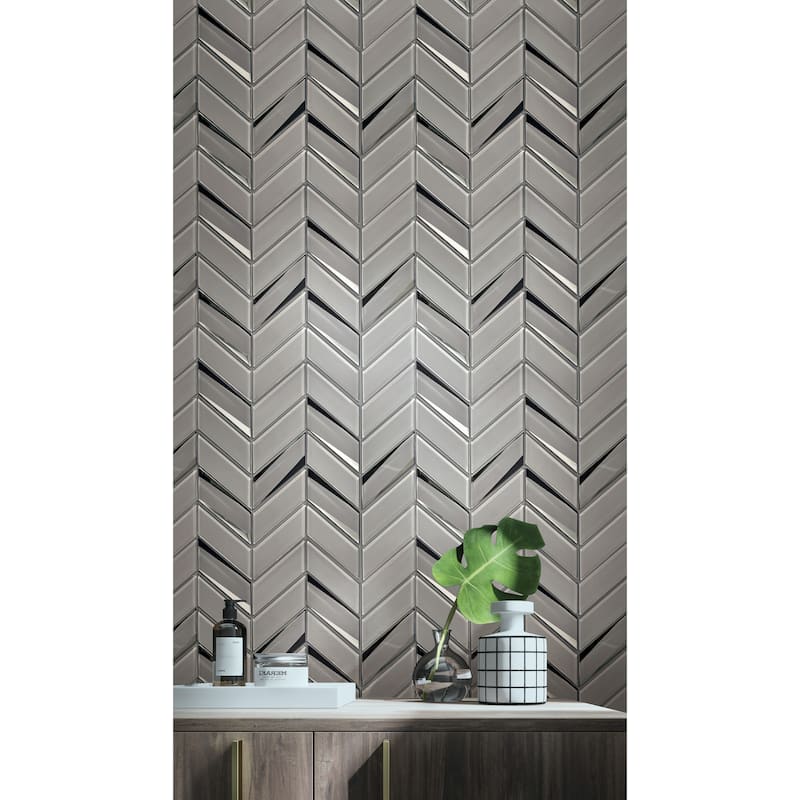 1.5" x 4.25" Glass Chevron Mosaic Wall Tile - Case (10 Sheets)