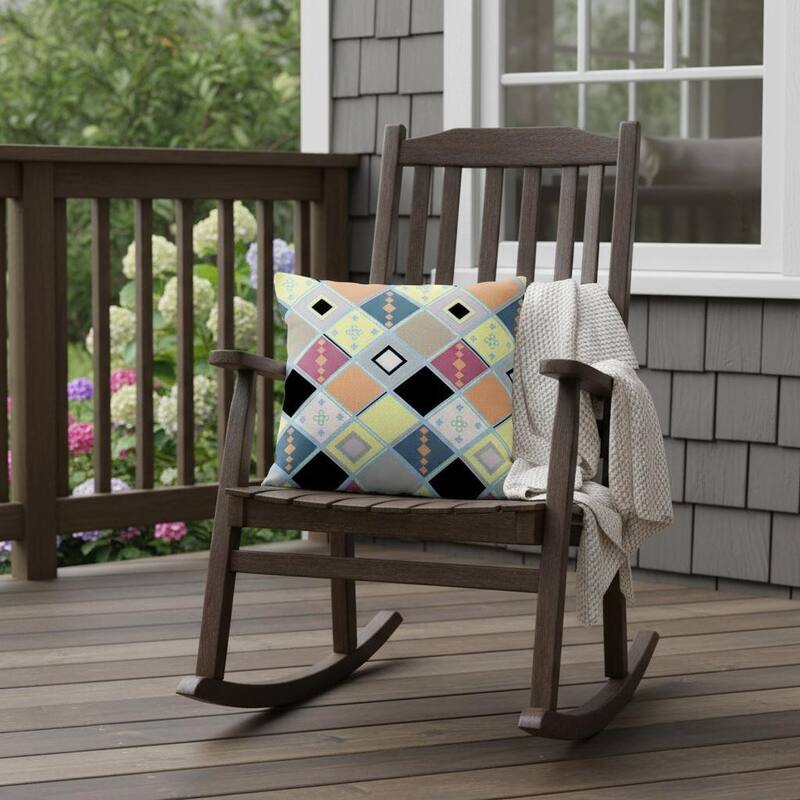 HomeRoots Set of Two 16" X 16" Yellow and Black Blown Seam Diamond Indoor Outdoor Throw Pillow - 16.00' X '16.00' X '5.00 - Black/Yellow - 16.00' X '16.00' X '5.00