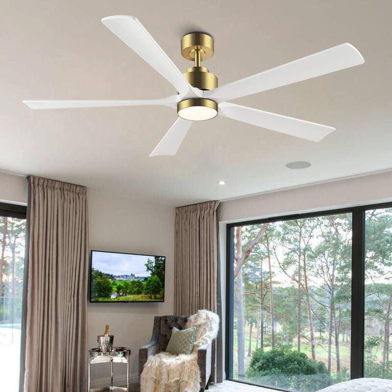 WINGBO 52" and 60" Solid Wood DC Motor Integrated LED Ceiling Fan with Remote