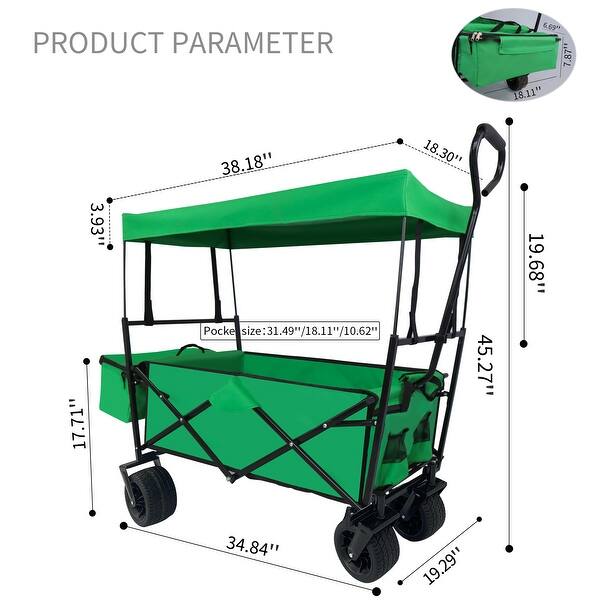 Grass Green Collapsible Folding Wagon Portable Beach Trolley Cart All
