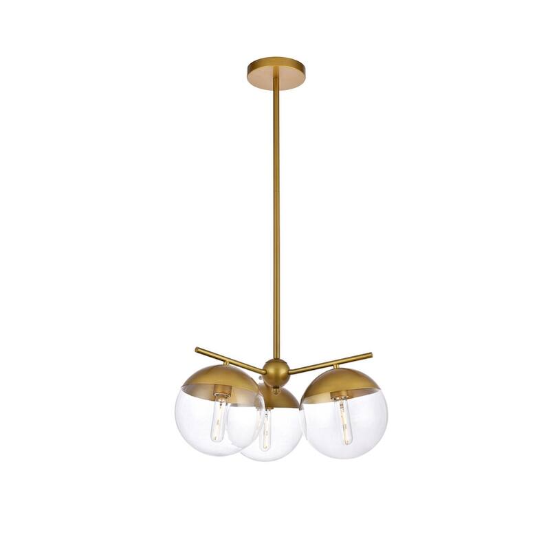 Clear Glass/ Metal 3-Light 21 inch Pendant
