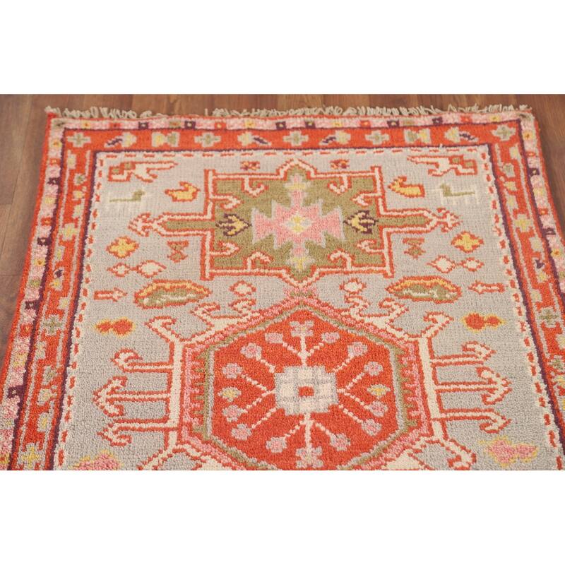 Heriz Serapi Oriental Runner Rug Handmade Geometric Wool Carpet - 2'8" x 7'11"