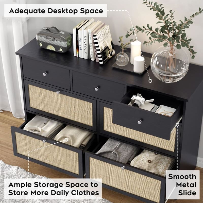 Boho Natural Rattan 7Drawer Dresser Bed Bath & Beyond 39026743