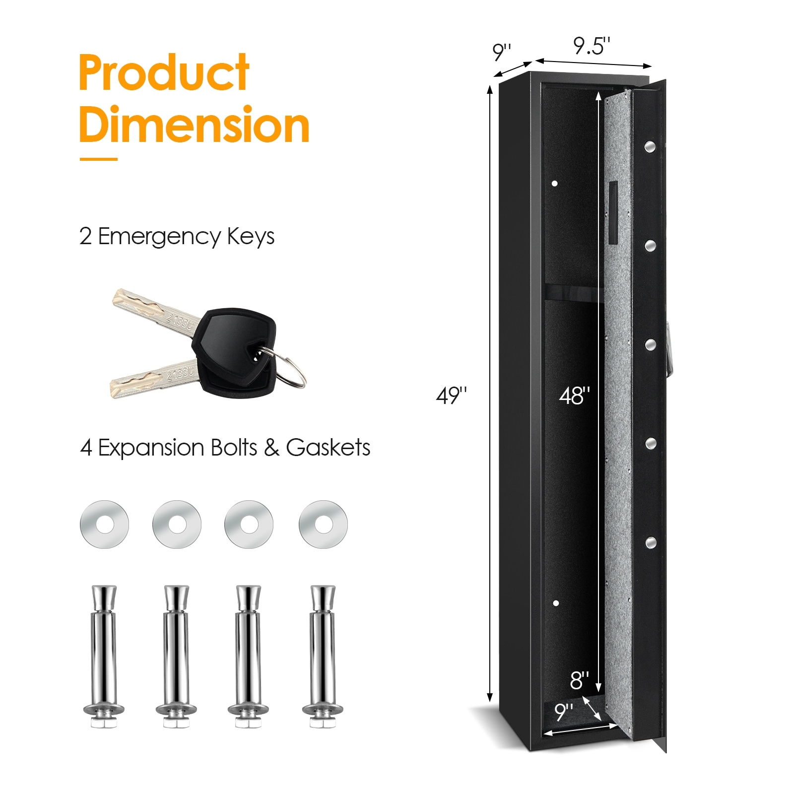 Costway Rifle Gun Safe Gun Safe for Rifle 3-Gun Safe Quick