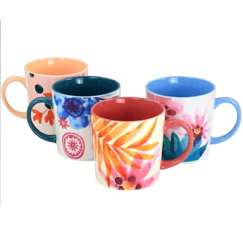 Spice by Tia Mowry Goji Blossom Fine Ceramic 4 Piece 17oz Mug Set - 17