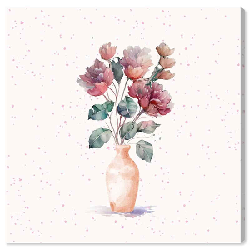 Wynwood Studio Canvas Floral and Botanical Flores y un Jarrón Pink and Rose Pink Farmhouse Wall Art Canvas Print