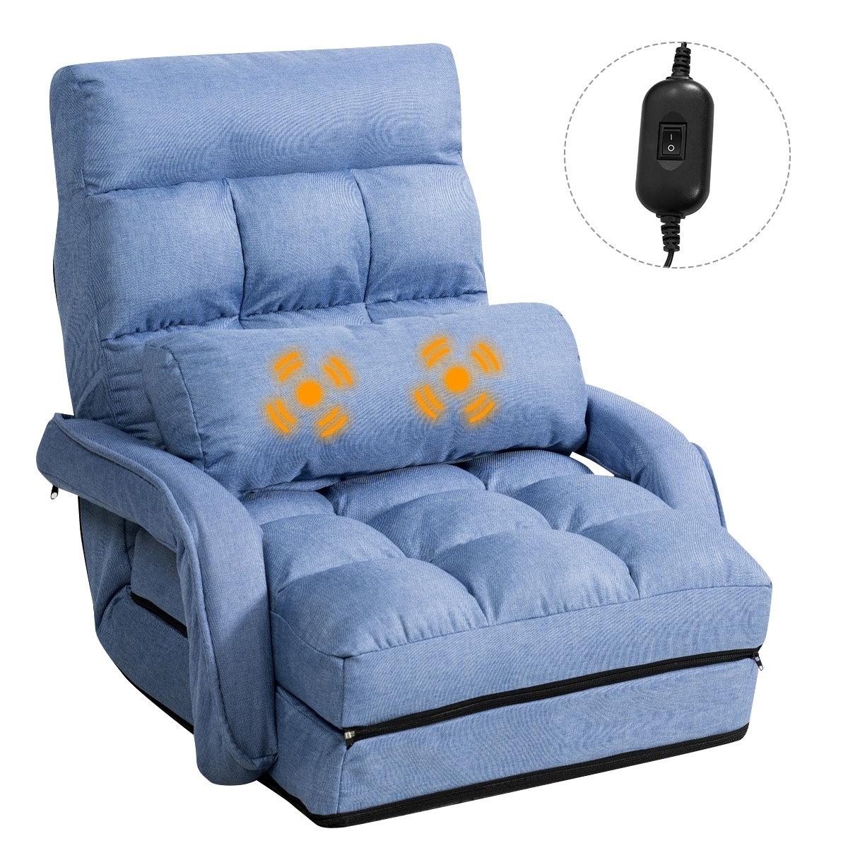 Costway Folding Floor Single Sofa Massage Recliner Chair W/ a Pillow 5 - 69.5 X 27 X 5.5 (LX WX H)