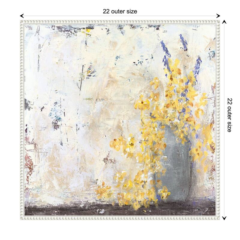 Rustic Romance by Mary Cole Framed Canvas Wall Art Print - Sylvie Beaded White - 22 x 22 in