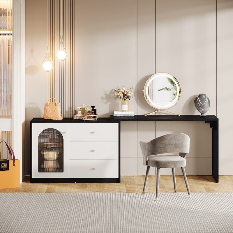 Retractable Modern Makeup Vanity for Bedroom