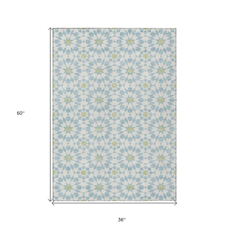 HomeRoots Floral Medallion Transitional Rectangle Outdoor Rug